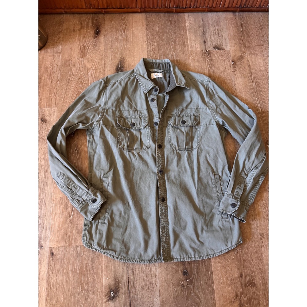 Marine Layer Mens Large Olive Green Cotton Utility Shacket Size L